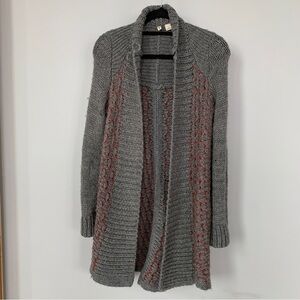 Moth Anthropologie Wool Blend Gray Long Cardigan Sweater Size XS